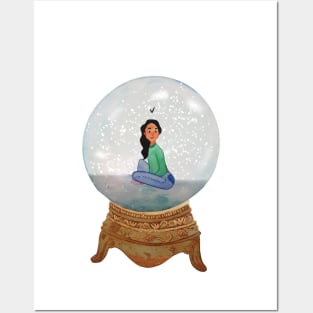 Snowglobe Watercolour Illustration Posters and Art